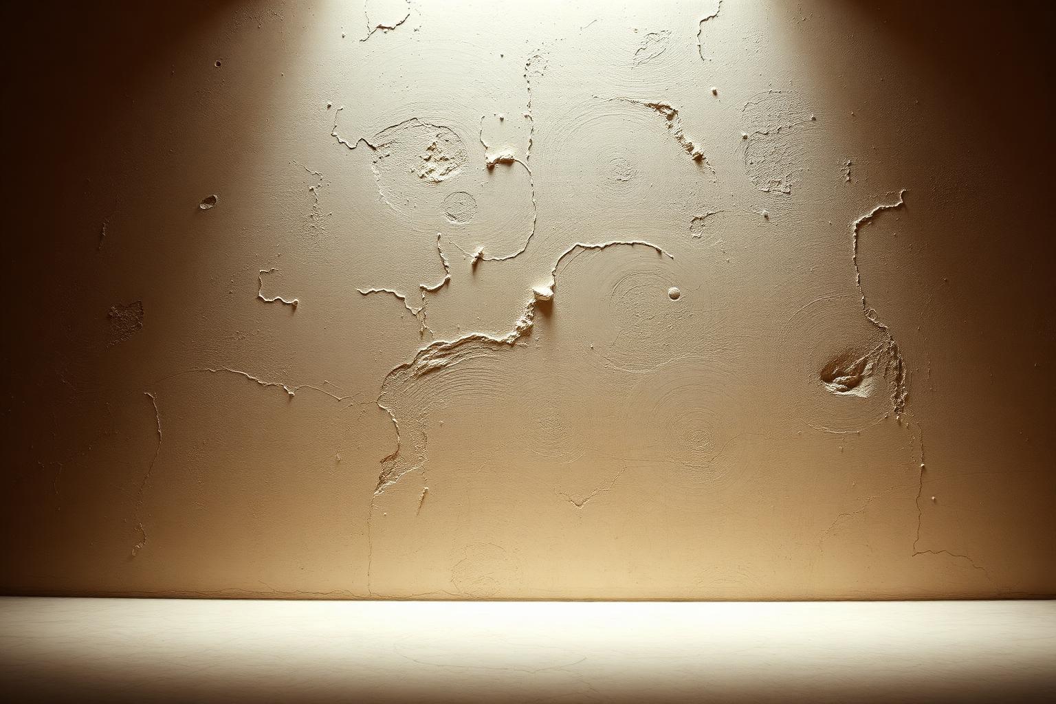 Hand-troweled plaster wall texture under warm light